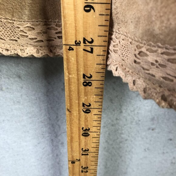 Coldwater Creek Jacket Womens 3X Tan Suede Leather Open Front Lace Trim Boho - Picture 4 of 15